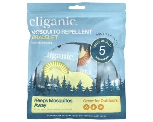 Cliganic, Mosquito Repellent Bracelet, One Size Fits All, 5 Individually Wrapped Bracelets Cliganic, Mosquito Repellent Bracelet, One Size Fits All, 5 Individually Wrapped Bracelets