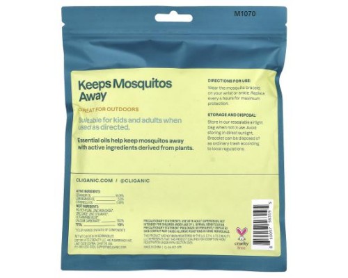 Cliganic, Mosquito Repellent Bracelet, One Size Fits All, 5 Individually Wrapped Bracelets Cliganic, Mosquito Repellent Bracelet, One Size Fits All, 5 Individually Wrapped Bracelets