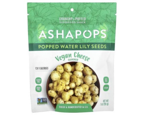 AshaPops, Popped Water Lily Seeds, Vegan Cheese, 1 oz (28 g)