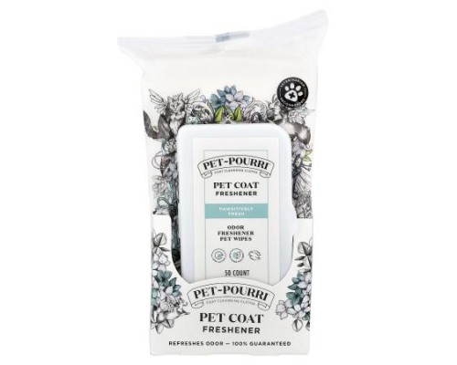 Poo-Pourri, Pet-Pourri™, Pet Coat Freshener Wipes, Pawsitively Fresh, 50 Count Poo-Pourri, Pet-Pourri™, Pet Coat Freshener Wipes, Pawsitively Fresh, 50 Count