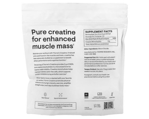 Thorne, Creatine, 30 Stick Packs, 0.18 oz (5.15 g) Each