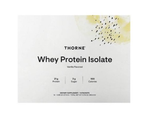 Thorne, Whey Protein Isolate, Vanilla, 14 Packets, 0.98 oz (27.9 g) Each
