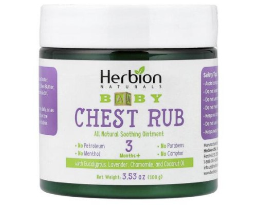 Herbion Naturals, Baby Chest Rub, 3 Months+, 3.53 oz (100 g) Herbion Naturals, Baby Chest Rub, 3 Months+, 3.53 oz (100 g)
