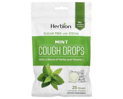 Herbion Naturals, Cough Drops, Sugar Free, Mint, 25 Individually Wrapped Drops Herbion Naturals, Cough Drops, Sugar Free, Mint, 25 Individually Wrapped Drops