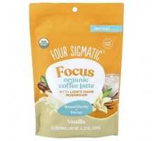 Four Sigmatic, Focus, Organic Instant Coffee Latte With Lion's Mane Mushroom, Vanilla, 4.23 oz (120 g)