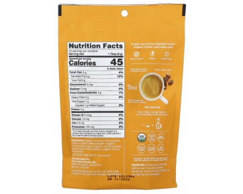Four Sigmatic, Focus, Organic Instant Coffee Latte With Lion's Mane Mushroom, Vanilla, 4.23 oz (120 g) Four Sigmatic, Focus, Organic Instant Coffee Latte With Lion's Mane Mushroom, Vanilla, 4.23 oz (120 g)