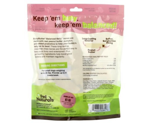 Pet Naturals, BusyButter®, Balanced Belly Bones, For Dogs Up To 26 lbs, Peanut Butter-Filled, 13 oz (368.5 g)