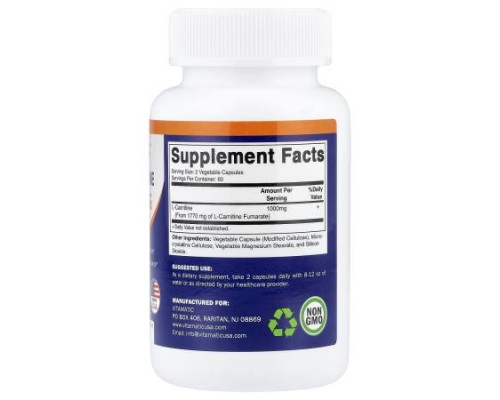 Vitamatic, L-Carnitine, 120 Vegetable Capsules (500 mg per Capsule)