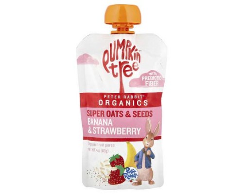 Pumpkin Tree Organics, Peter Rabbit™ Organics, Organic Fruit Puree, Super Oats & Seeds, Banana & Strawberry, 4 oz (113 g)
