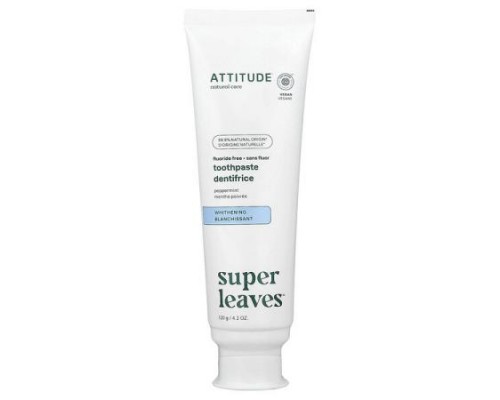 ATTITUDE, Super Leaves™, Fluoride Free Toothpaste, Whitening, Peppermint , 4.2 oz (120 g) ATTITUDE, Super Leaves™, Fluoride Free Toothpaste, Whitening, Peppermint , 4.2 oz (120 g)