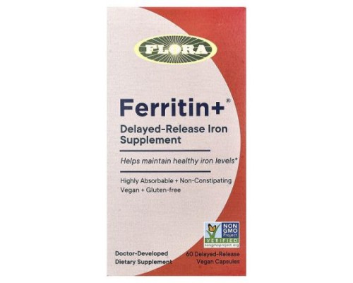 Flora, Ferritin +®, 60 Delayed-Release Vegan Capsules (20 mg per Capsule) Flora, Ferritin +®, 60 Delayed-Release Vegan Capsules (20 mg per Capsule)