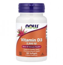 NOW Foods, Vitamin D3, 2,500 IU, 180 Softgels