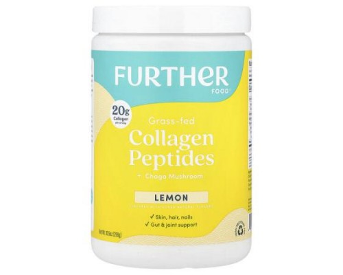 Further Food, Grass-Fed Collagen Peptides + Chaga Mushroom, Lemon, 10.5 oz (298 g)