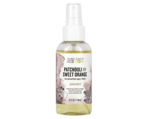 Aura Cacia, Aromatherapy Mist, Peaceful Patchouli & Sweet Orange, 4 fl oz (118 ml) Aura Cacia, Aromatherapy Mist, Peaceful Patchouli & Sweet Orange, 4 fl oz (118 ml)