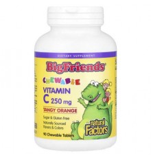 Natural Factors, Big Friends, Chewable Vitamin C, Tangy Orange, 250 mg, 90 Chewable Tablets