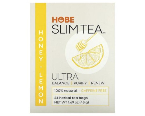 Hobe Labs, Ultra Slim Tea, Honey Lemon, Caffeine Free, 24 Herbal Tea Bags, 1.69 oz (48 g) Each Hobe Labs, Ultra Slim Tea, Honey Lemon, Caffeine Free, 24 Herbal Tea Bags, 1.69 oz (48 g) Each