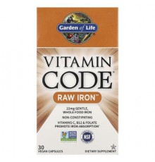 Garden of Life, Vitamin Code®, RAW Iron™, 30 Vegan Capsules