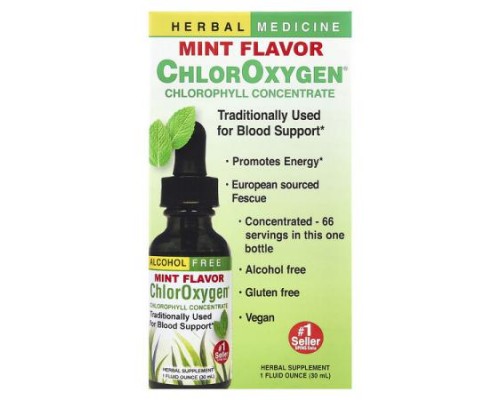 Herbs Etc., ChlorOxygen®, Chlorophyll Concentrate, Alcohol Free, Mint, 1 fl oz (30 ml)