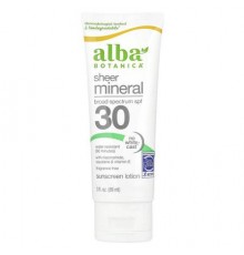 Alba Botanica, Sheer Mineral Sunscreen Lotion, SPF 30, Fragrance Free, 3 fl oz (89 ml)