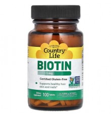 Country Life, Biotin, 1 mg, 100 Tablets