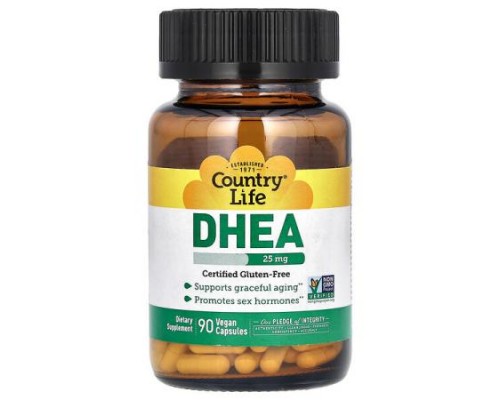 Country Life, DHEA, 25 mg, 90 Vegan Capsules Country Life, DHEA, 25 mg, 90 Vegan Capsules