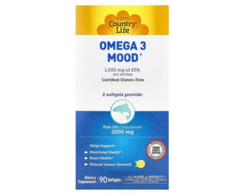 Country Life, Omega 3 Mood®, Natural Lemon, 90 Softgels
