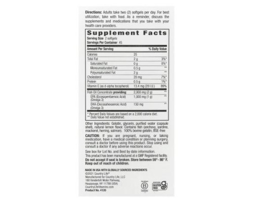 Country Life, Omega 3 Mood®, Natural Lemon, 90 Softgels