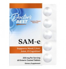 Doctor's Best, SAM-e, 200 mg, 60 Enteric Coated Tablets