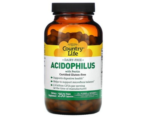 Country Life, Acidophilus with Pectin, 250 Vegan Capsules