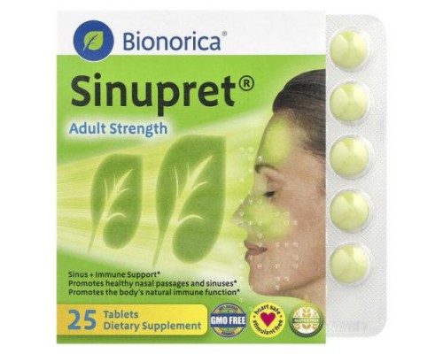 Bionorica, Sinupret®, Sinus + Immune Support, Adult Strength, 25 Tablets Bionorica, Sinupret®, Sinus + Immune Support, Adult Strength, 25 Tablets