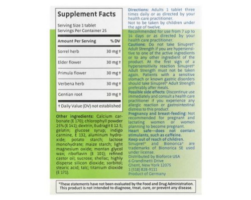Bionorica, Sinupret®, Sinus + Immune Support, Adult Strength, 25 Tablets Bionorica, Sinupret®, Sinus + Immune Support, Adult Strength, 25 Tablets