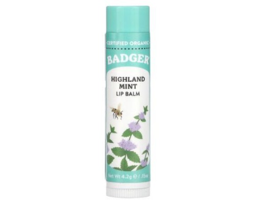 Badger, Lip Balm, Highland Mint, 0.15 oz (4.2 g)