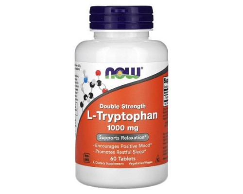 NOW Foods, L-Tryptophan, Double Strength, 1,000 mg, 60 Tablets NOW Foods, L-Tryptophan, Double Strength, 1,000 mg, 60 Tablets