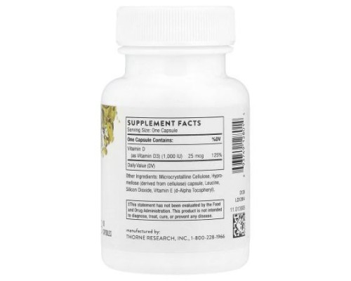 Thorne, D-1,000, 90 Capsules (25 mcg per Capsule)