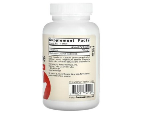 Jarrow Formulas, L-Glutamine, 750 mg, 120 Veggie Capsules
