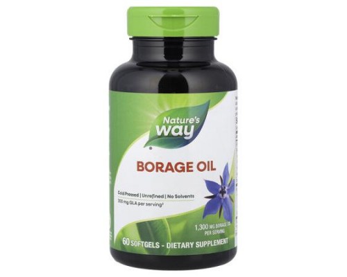 Nature's Way, Borage Oil, 1,300 mg, 60 Softgels Nature's Way, Borage Oil, 1,300 mg, 60 Softgels
