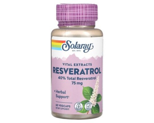 Solaray, Vital Extracts, Resveratrol, 75 mg, 60 VegCaps