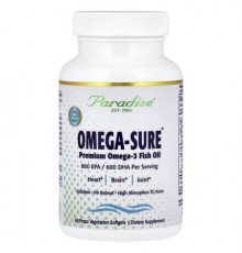 Paradise Herbs, Omega-Sure®, Premium Omega-3 Fish Oil, 60 Pesco Vegetarian Softgels
