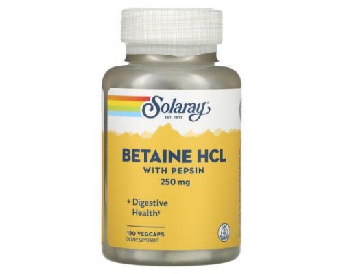 Solaray, Betaine HCL with Pepsin, 250 mg, 180 VegCaps