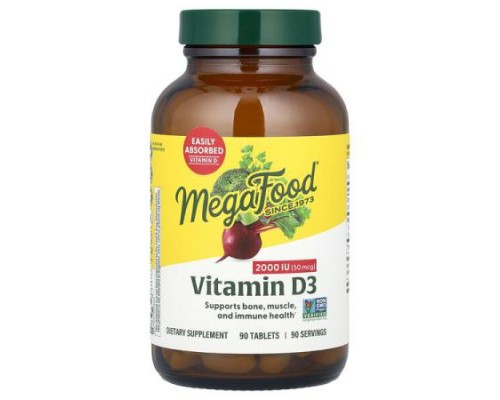MegaFood, Vitamin D3, 2,000 IU (50 mcg), 90 Tablets