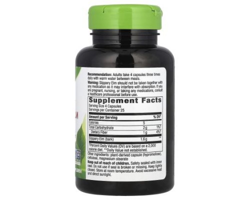 Nature's Way, Slippery Elm Bark, 100 Vegan Capsules (400 mg per Capsule) Nature's Way, Slippery Elm Bark, 100 Vegan Capsules (400 mg per Capsule)