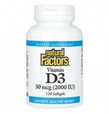 Natural Factors, Vitamin D3, 50 mcg (2,000 IU), 120 Softgels