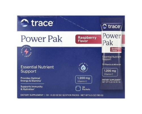 Trace, PowerPak, Raspberry, 30 Stick Packs, 0.22 oz (6.1 g) Each