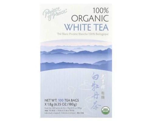 Prince of Peace, 100% Organic White Tea, 100 Tea Bags, 6.35 oz (180 g) Prince of Peace, 100% Organic White Tea, 100 Tea Bags, 6.35 oz (180 g)