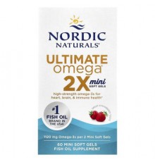 Nordic Naturals, Ultimate Omega® 2X, Strawberry, 60 Mini Soft Gels (560 mg per Soft Gel)