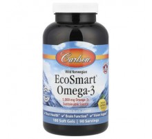 Carlson, Wild Norwegian, EcoSmart® Omega-3, Natural Lemon, 180 Soft Gels
