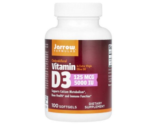 Jarrow Formulas, Vitamin D3, 125 mcg (5,000 IU), 100 Softgels