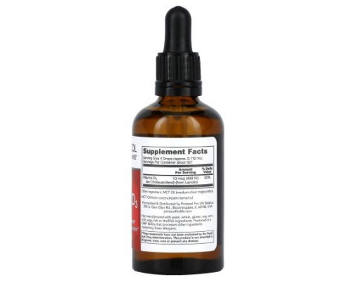 Protocol for Life Balance, Liquid Vitamin D3, 400 IU, 2 fl oz (59 ml)