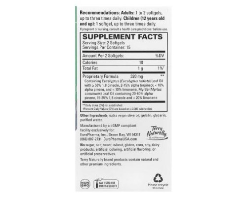 Terry Naturally, SinuCare™ with Eucalyptus, 30 Softgels Terry Naturally, SinuCare™ with Eucalyptus, 30 Softgels