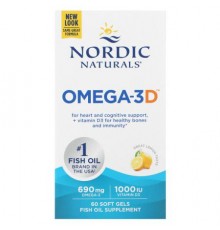Nordic Naturals, Omega-3D, Lemon, 60 Soft Gels